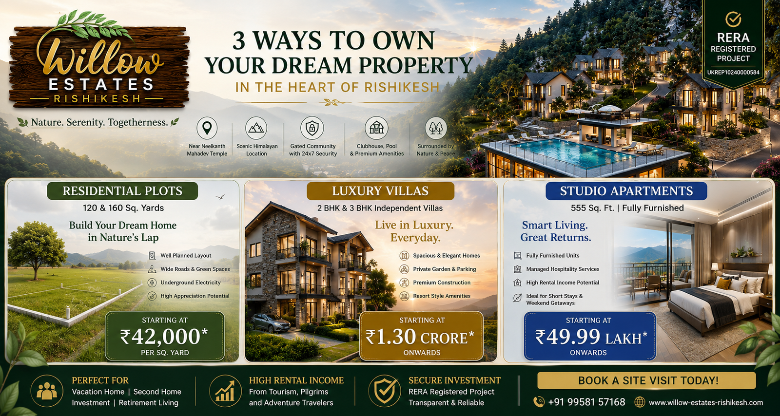 Willow Estates Rishikesh, willow estates, Plots for sale in Rishikesh, Villas for sale in Rishikesh, Studio apartments in Rishikesh